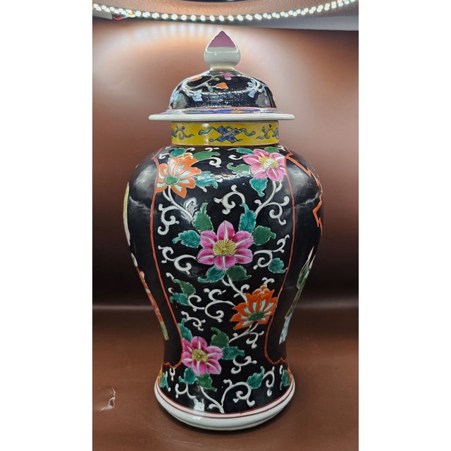 Japanese Antique Japanese Arita-Ware Black Porcelain Jar Vase, Tetsuka Mark For Sale - Image 3 of 7