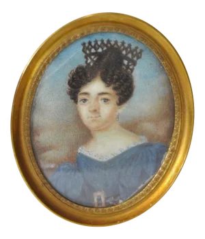 Mid 19th Century English School Miniature Portrait of a Lady in a Blue Dress