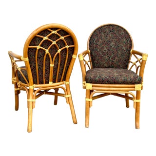 Rattan Armchairs With Cathedral Back - a Pair For Sale