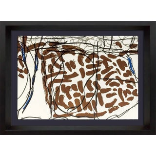 Jean-Paul Riopelle Double Lithograph (1974), Mourlot Paris, Limited Edition Color Abstract, Custom Framed For Sale