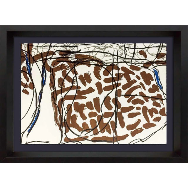 Jean-Paul Riopelle Double Lithograph (1974), Mourlot Paris, Limited Edition Color Abstract, Custom Framed For Sale