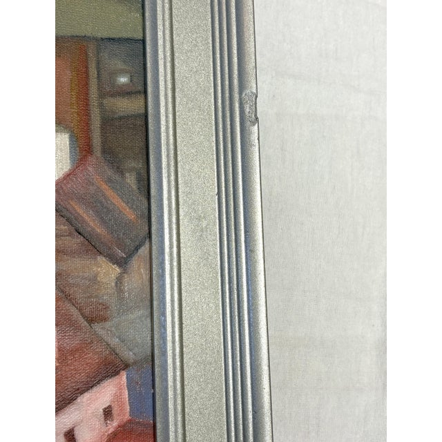 Burnt Orange Original Signed & Framed Oil Painting by Helene Berger "From the Castle" Czech Republic C2005 For Sale - Image 8 of 18