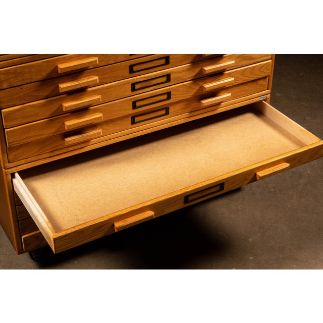 1960s Vintage Three Section Oak Flat File Chairish