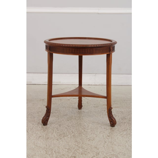 Age: Approx: 30 Years Old Details: Gorgeous Burl Walnut Top Nice Carved Details Walnut Neoclassical Design Stretcher Base...