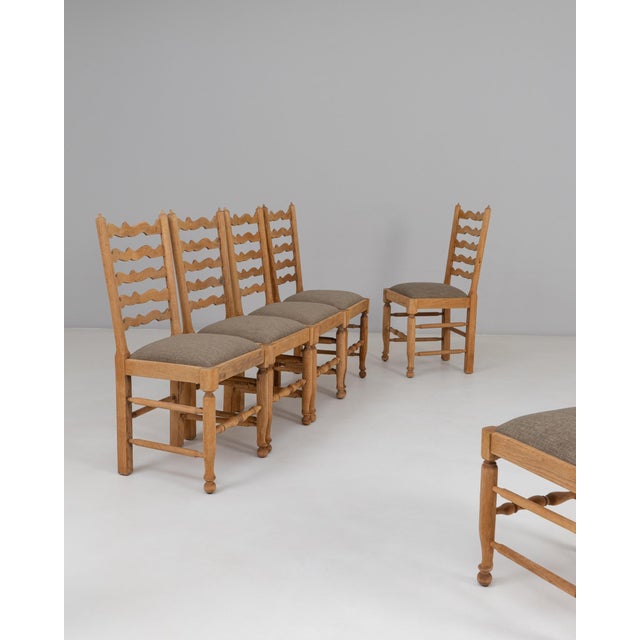20th Century French Oak Dining Chairs With Upholstered Seats - Set of 6 For Sale - Image 18 of 18