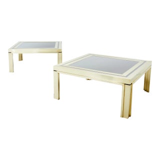 Giacomo Sinopoli Brushed Brass Stainless Steel Coffee Tables 1970s For Sale