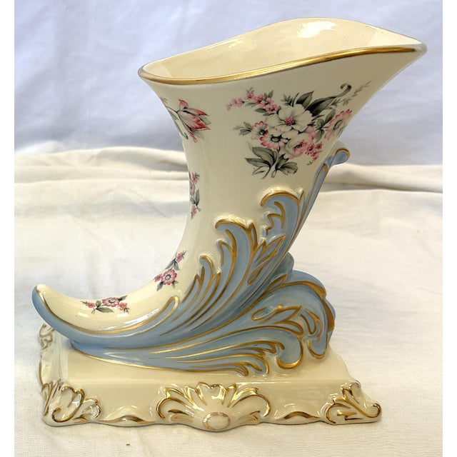 Mid 20th Century Porcelain Cornucopia Vases With French Belle Epoque Design- A Pair For Sale - Image 10 of 17