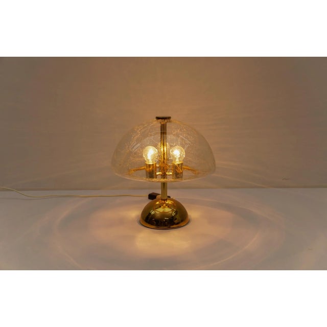 Dimmable Gold and Murano Glass Table Lamp from Doria, Germany, 1970s For Sale - Image 4 of 15