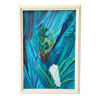 : Large Mid-Century Tropical Botanical Painting by Mary Connell - Framed 24x36 For Sale