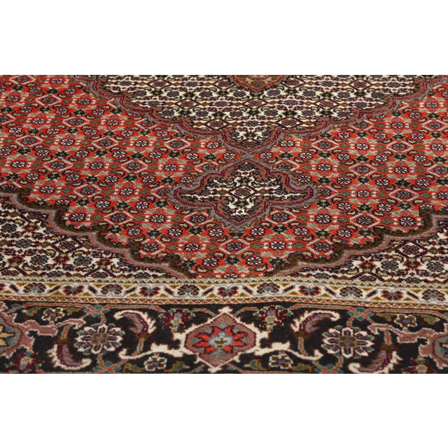 Mid 20th Century Square Vintage Persian Mahi Tabriz Rug - 06'08 X 06'09 For Sale - Image 5 of 9