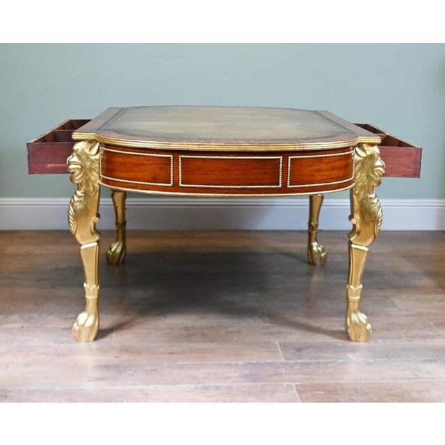 Regency Revival Gilt Mahogany Writing Table, 1880 For Sale - Image 9 of 12