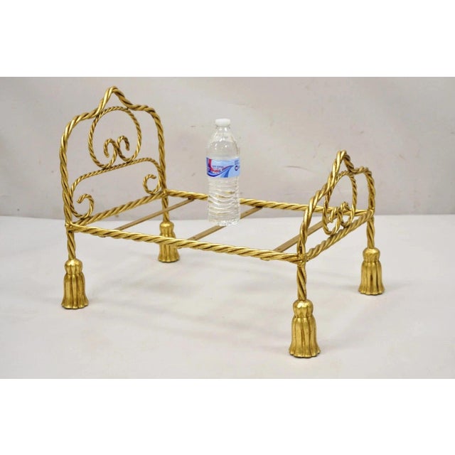 Vintage Italian Hollywood Regency Iron Tassel Frame Pet Cat Dog Bed or Doll Bed. Item features a nice size for small pets...