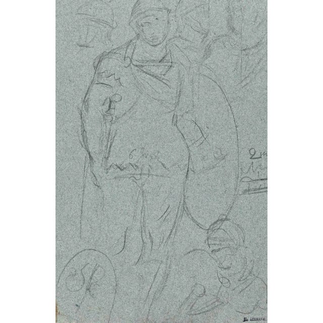 Soldier is an original Drawing on paper realized by the painter Henri Lehmann (1814-1882). Drawing in Pencil. Stamped on...