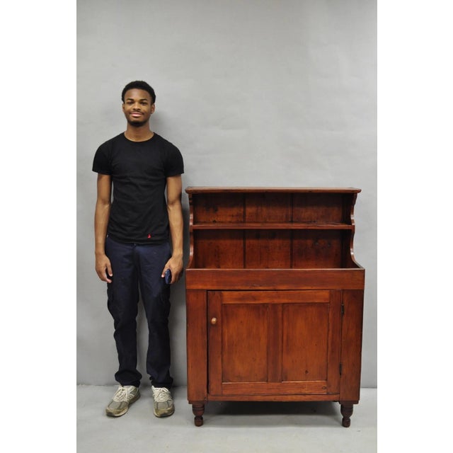 Antique French Country Colonial Pine Wood 50" H Drysink Kitchen Jelly Cupboard For Sale - Image 4 of 12