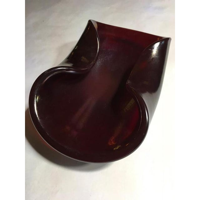 Maroon Mid-Century Modern Rubin Color Blown Paste Glass Bowl, Italy, 1960s For Sale - Image 8 of 18