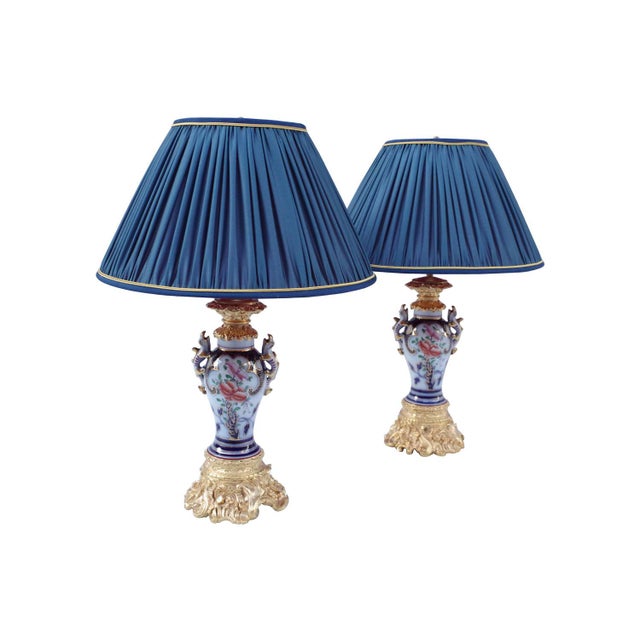 Gold Antique Valentine Porcelain Lamps, Set of 2 For Sale - Image 8 of 9