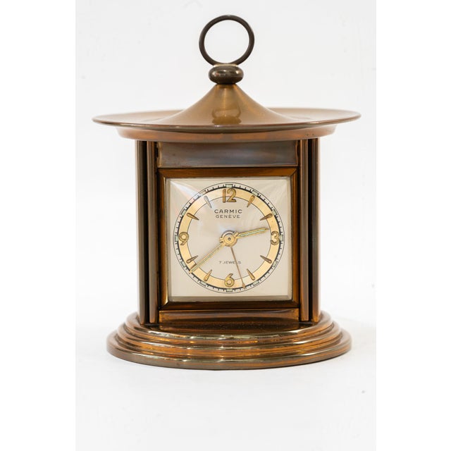 Swiss Watch Table Clock Carmic Geneve 7 Jewels, 1950s For Sale - Image 16 of 16