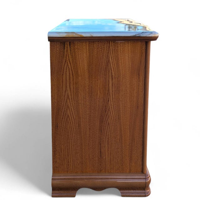 Italian Late 20th Century Italian Provincial Marquetry Nightstand With Faux Marble Top For Sale - Image 3 of 5