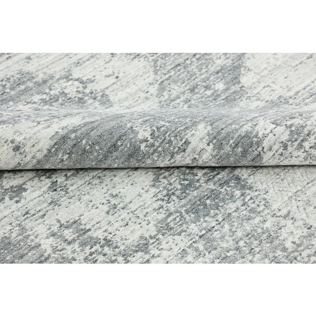 9x12 Versatile Freya Gray Silver Abstract Contemporary Handmade Wool Carpet Rug For Sale In New York - Image 6 of 11