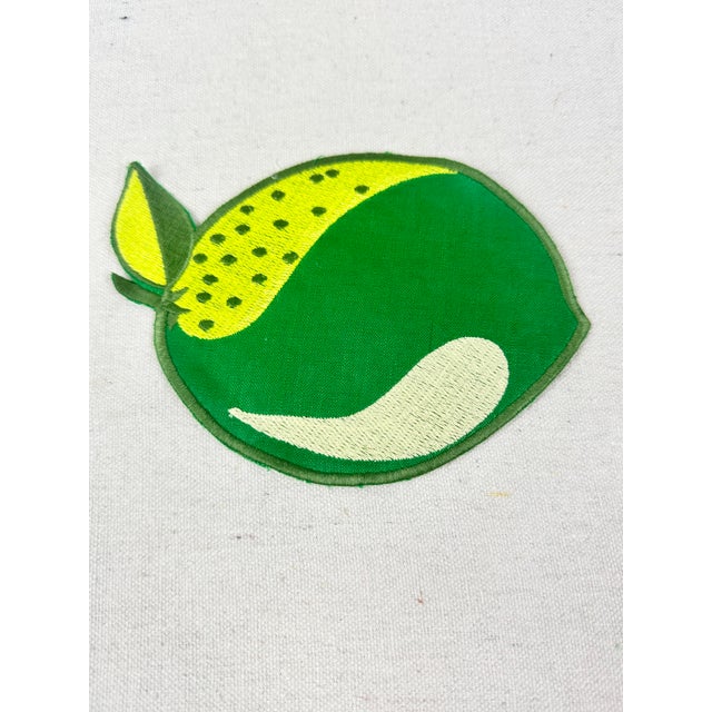 Embroidered Linen Lime Fruit Cocktail Napkins-Set of 4 For Sale - Image 4 of 6