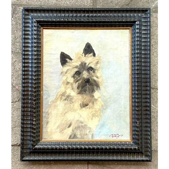 Vintage Boho Original Dog Portrait on Canvas For Sale - Image 10 of 12