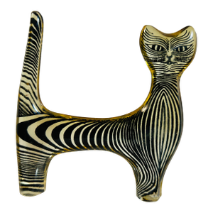 Vintage Op Art Lucite Striped Cat by Brazilian Artist Abraham Palatnik