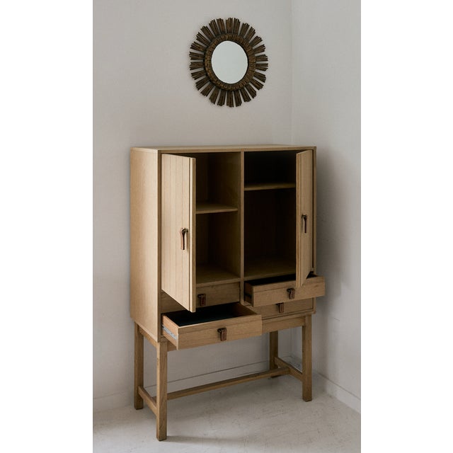 Mid-Century Modern Kurt Ostervig Oak Cabinet With Leather Pulls For Sale - Image 3 of 18