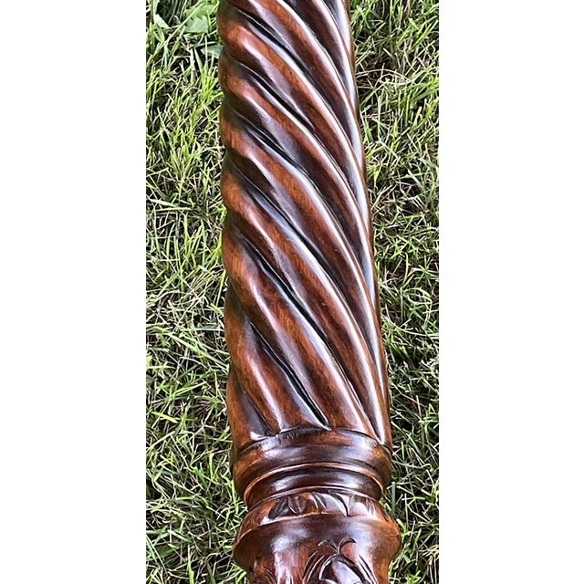 Mid Century Barley-Twist Torchère Mahogany Pedestal Stand For Sale - Image 6 of 17