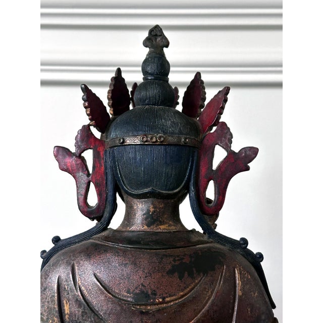 Large Gilt Bronze Statue of Bodhisattva Avalokiteshvara with Four Arms For Sale - Image 13 of 18