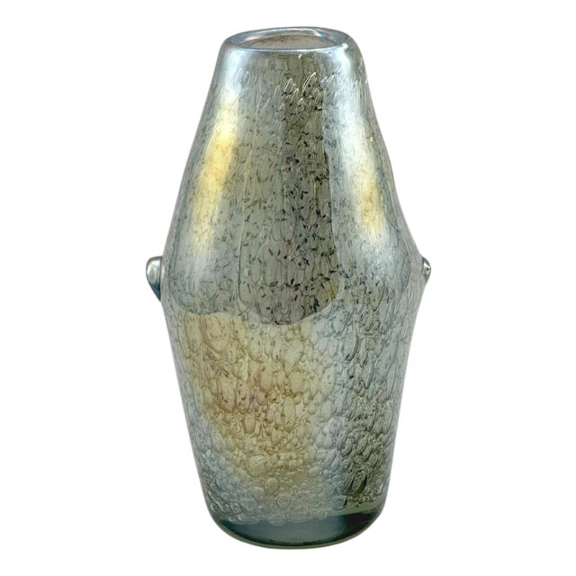 Iridescent Murano-Style Freeform Glass Vase with Efeso Bubble Effect, 1970s For Sale