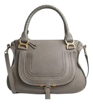 Chloé Women's Gray Marcie Small Double Carry Foldover Tote Bag, Brand New