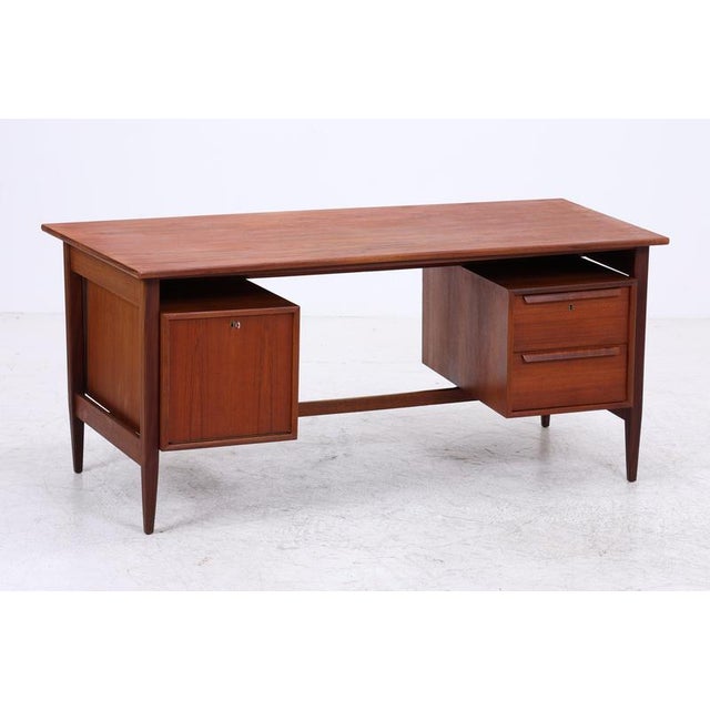 Mid-Century Teak Boomerang Desk with 2 Drawers For Sale - Image 4 of 17