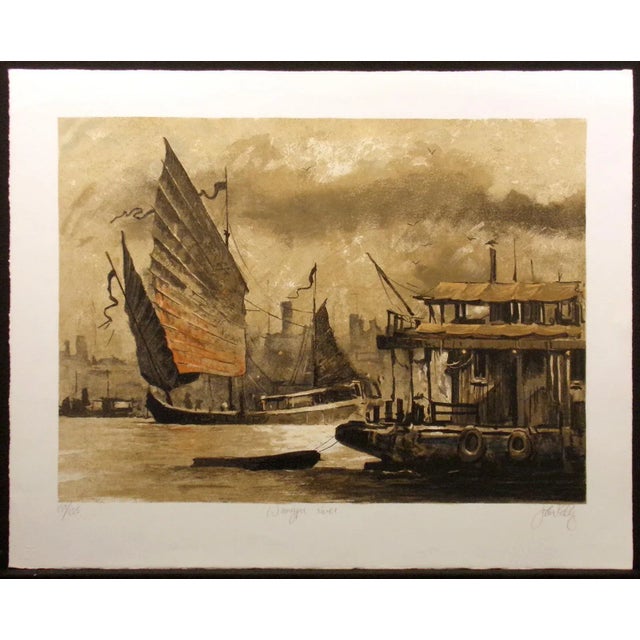 "Wangpu River" by John Kelly From the "China Suite" Original Limited Edition Lithography & Silkscreen on Arches paper Hand...