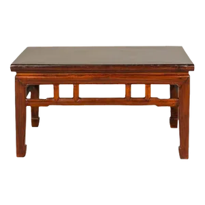 Low Square Coffee Table with Brown Lacquer, Horse Hoof Legs, Humpback Stretcher