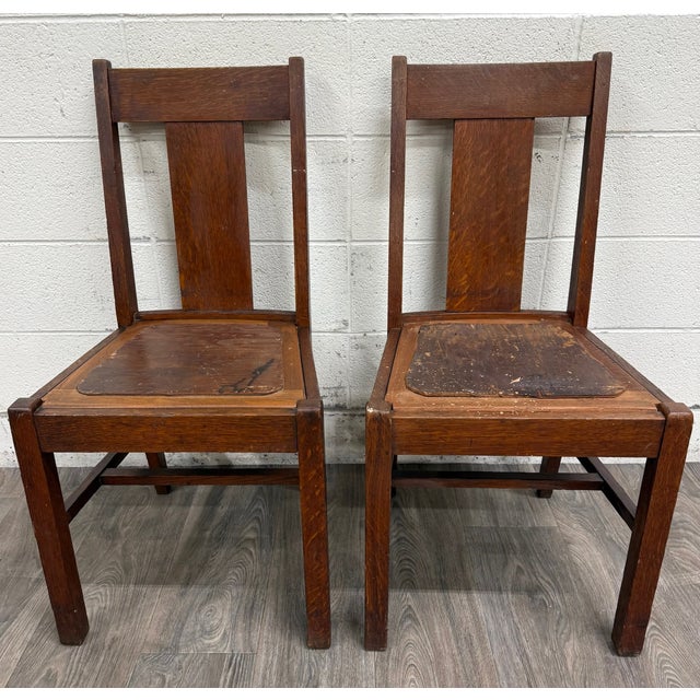 Antique Michigan Chair Company Arts & Crafts Mission Dining Chairs - Pair For Sale In Kansas City - Image 6 of 15