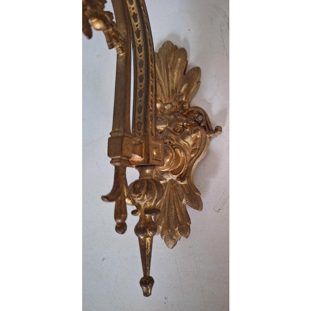 Metal Antique German Wall Lamps with Brass Frame and Glass Shade, 1890s, Set of 2 For Sale - Image 7 of 10