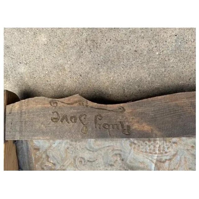 Pair of Vintage 79" Long/Wide Distressed Wood & Pressed Tin Architectural Wall Shelves For Sale - Image 10 of 15