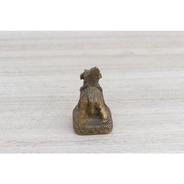 1950s Vintage Small Ceremonial Aged Brass Elephant Figure For Sale - Image 5 of 8