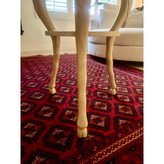 Wood Vintage Carved & Custom Painted Finish Round Side Table With Hoof Feet For Sale - Image 7 of 7