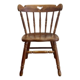 Solid Hard Rock Maple Colonial, Pub Style Spindle Back Side or Dining Chair For Sale