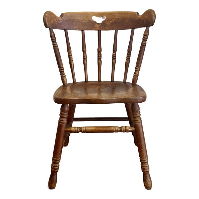 Solid Hard Rock Maple Colonial, Pub Style Spindle Back Side or Dining Chair For Sale