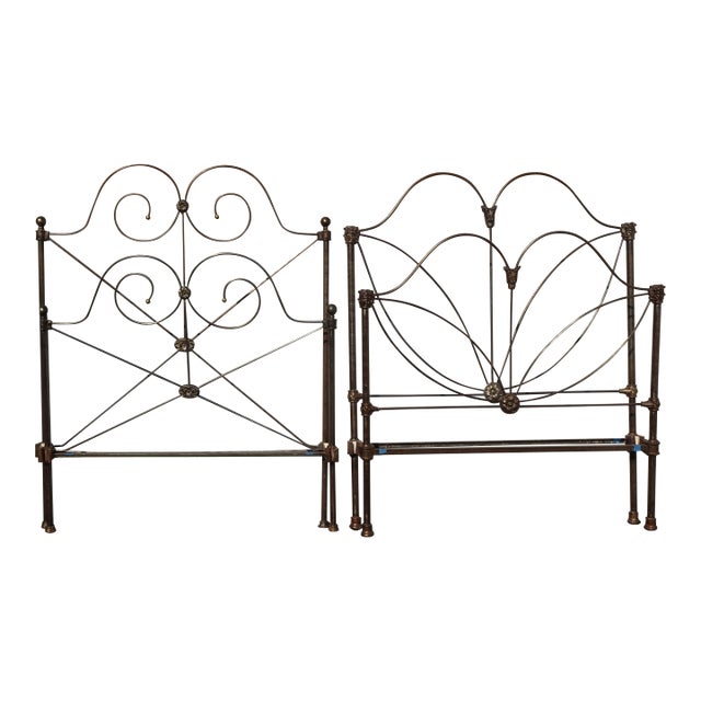 Pair of French Country Iron Twin Bed Frames Headboards & Rails ~ Match but Dont For Sale