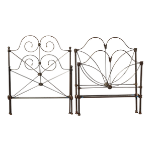 Pair of French Country Iron Twin Bed Frames Headboards & Rails ~ Match but Dont