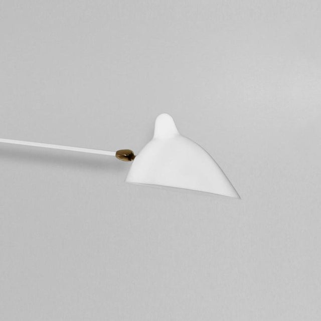 Contemporary Modern White Two Rotating Straight-Curved Arms Wall Lamp by Serge Mouille For Sale - Image 3 of 9