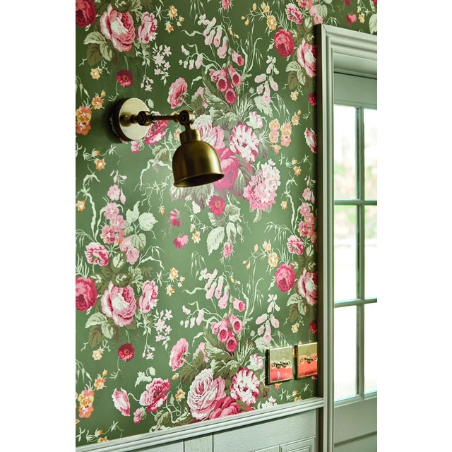 2020s Sanderson Stapleton Park Wallpaper in Sage/Honey - a Sample For Sale - Image 5 of 5