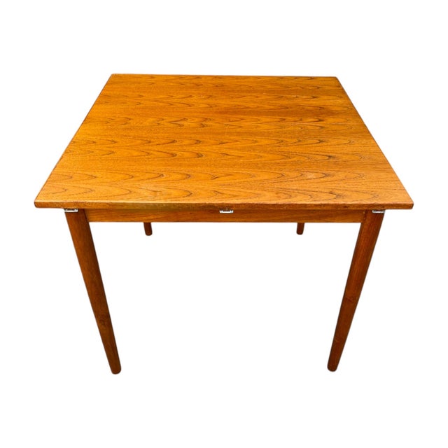Wood Vintage Danish Modern Teak Dining Table With Carved Tapered Legs For Sale - Image 7 of 18