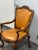 Wood Venetian Leather Bespoke Carved Wood Armchair, Vintage For Sale - Image 7 of 12