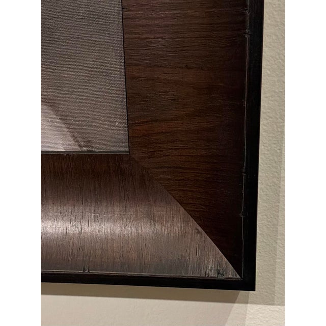 Handsome Modern Portrait of a Man on a Board, large custom textured wood frame, circa 2000’s
