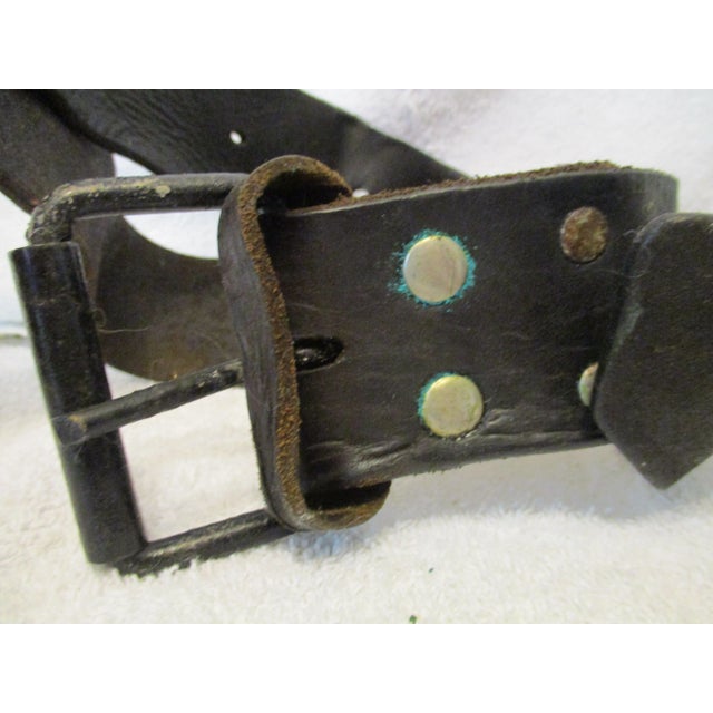 Metal Antique Swiss Hand Forged Copper Cowbell With Leather Strap For Sale - Image 7 of 9