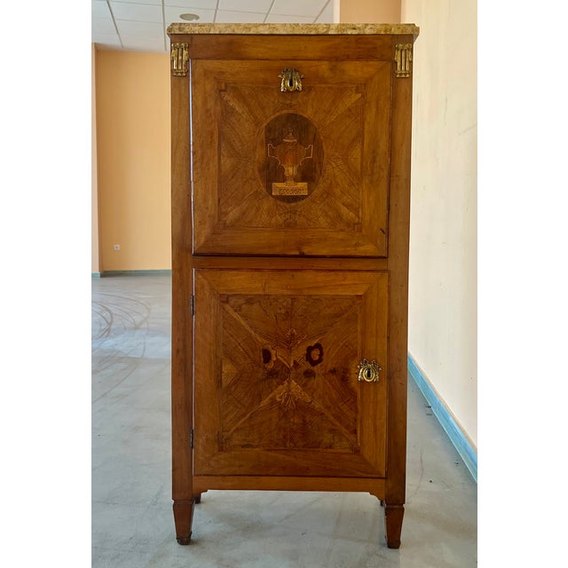 French Provincial 19th Century French Drop-Front Marquetry Oak Secretary Desk or Abattant For Sale - Image 3 of 10